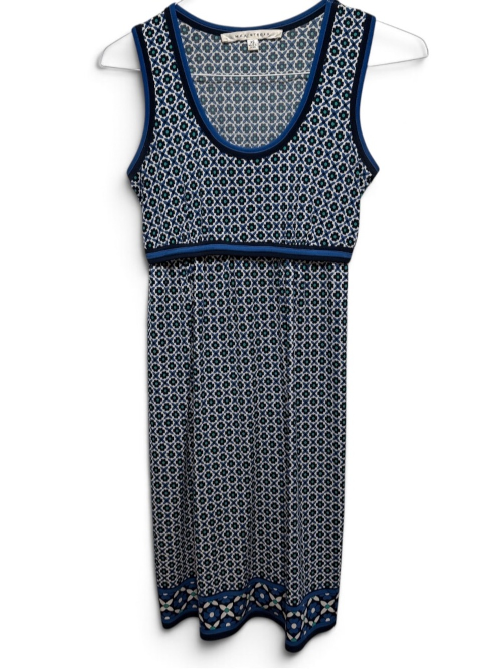 Max Studio Geometric Midi Dress in Blue & Green Size XS Like New
